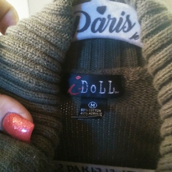 Olive thick zip up sweater medium - Picture 4 of 5